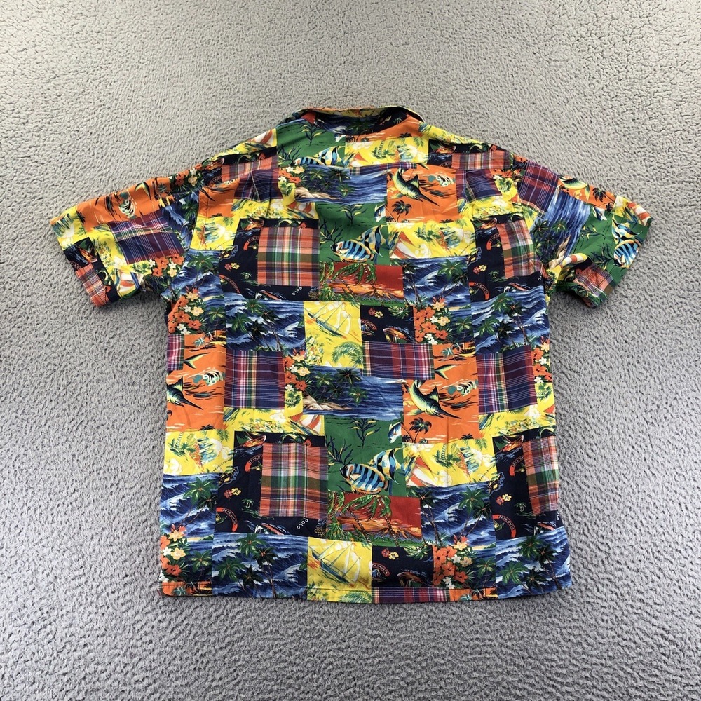 Polo Ralph Lauren Shirt MensMedium Camp Patchwork Classic Fit Loop Collar Resort - Picture 9 of 16